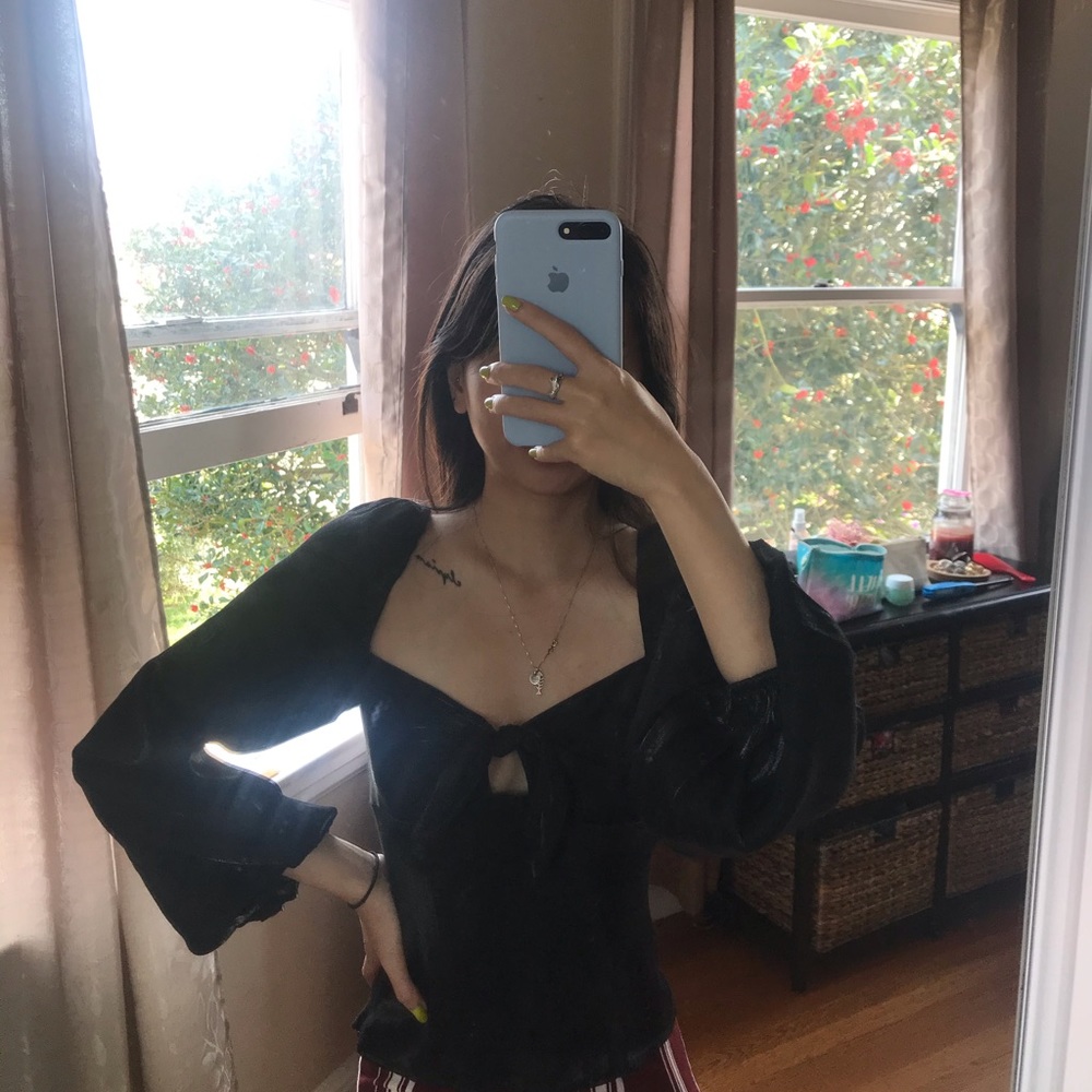 Square neck satin top